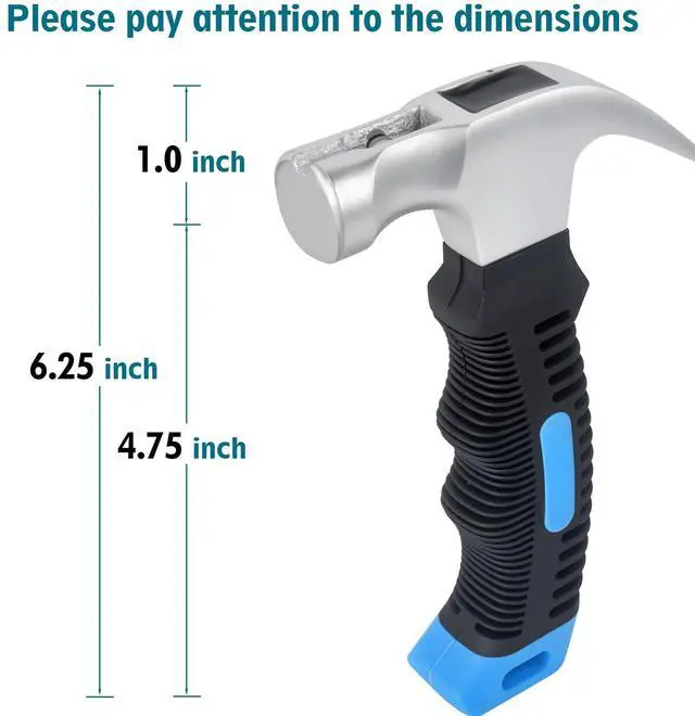 Alt view image 2 of 7 - Small Claw Hammer - Mini Hammer for Women&Kids, Camping Hammer, Stubby Tack Hammer, Nail Hammer with Magnetic (Blue)