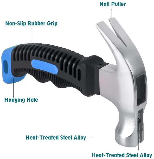 Alt view image 3 of 7 - Small Claw Hammer - Mini Hammer for Women&Kids, Camping Hammer, Stubby Tack Hammer, Nail Hammer with Magnetic (Blue)