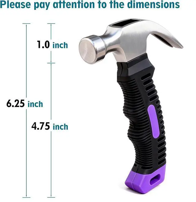 Alt view image 2 of 7 - 8 oz Small Claw Hammer - Mini Hammer for Women&Kids - Little Hammer for Household Projects, Woodworking & DIY Tasks