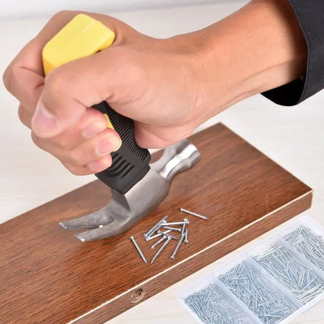 Alt view image 6 of 7 - Nail Assortment Kit and 8oz Small Claw Hammer, 650 Pcs Small Nails, Picture Hanging Nails, Black, 0.671 kg