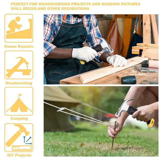 Alt view image 7 of 7 - Nail Assortment Kit and 8oz Small Claw Hammer, 650 Pcs Small Nails, Picture Hanging Nails, Black, 0.671 kg