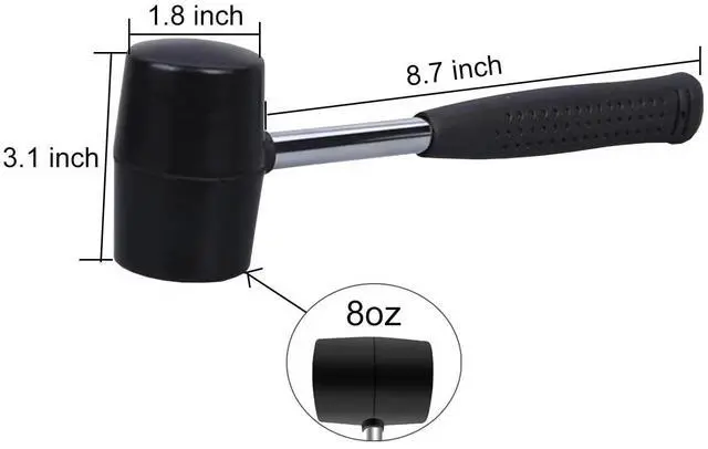 Alt view image 2 of 4 - 8oz Rubber Mallet Hammer for Flooring, Tent Stakes, Woodworking, Camping, Soft Blow Tasks without Damage (8 oz)
