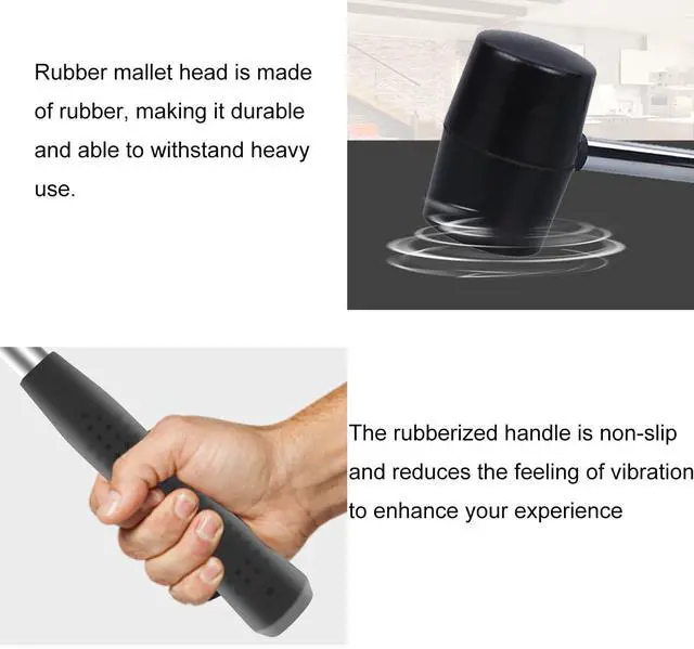 Alt view image 3 of 4 - 8oz Rubber Mallet Hammer for Flooring, Tent Stakes, Woodworking, Camping, Soft Blow Tasks without Damage (8 oz)