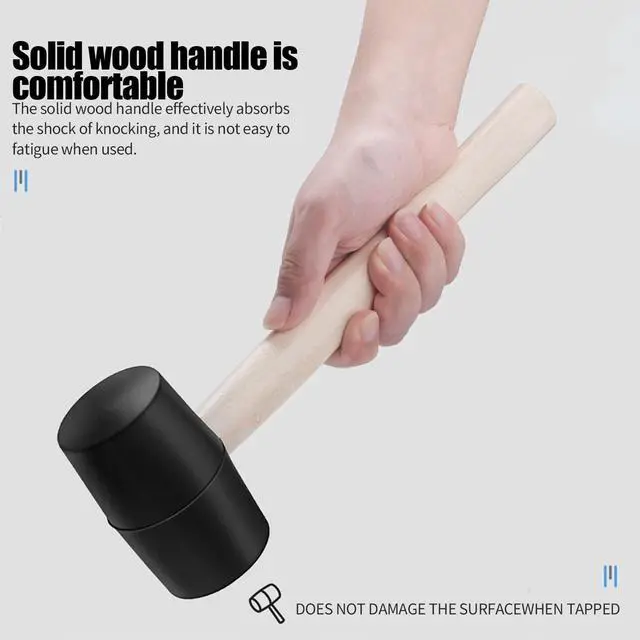 Alt view image 4 of 6 - 8 Oz Rubber Mallet Hammer,Small Mallet with Wood Handle,Double Faced Heavy Duty Rubber Head