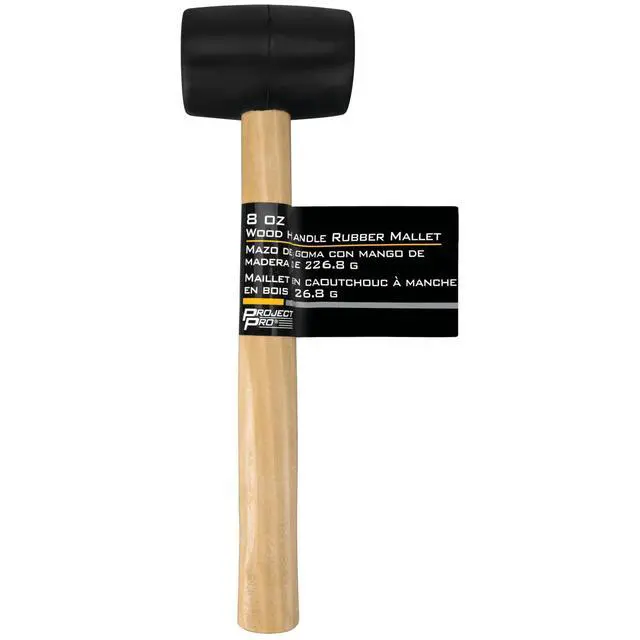 Alt view image 6 of 6 - 1129 8 oz. Black Rubber Mallet with Wood Handle