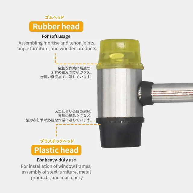Alt view image 3 of 7 - Small Rubber Mallet 25mm Double-Faced Mini Plastic Hammer