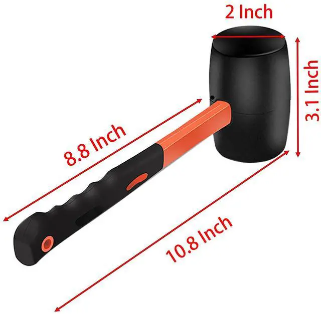 Alt view image 2 of 5 - Rubber Hammer with Shock Absorbing Fibre Handle, 12 Oz Mallet for Camping, Floor Installation, Tent Stakes, Home Decoration(12 oz)