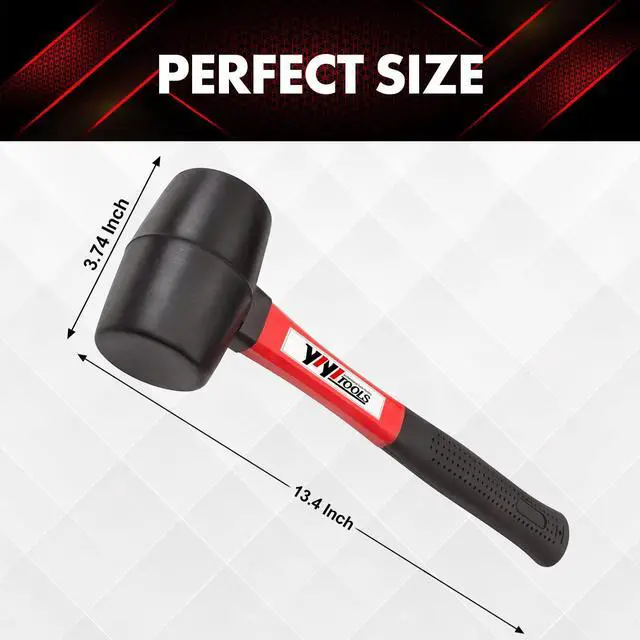 Alt view image 2 of 7 - YY-2-005 Rubber Mallet Hammer With fiberglass Handle16-oz, black