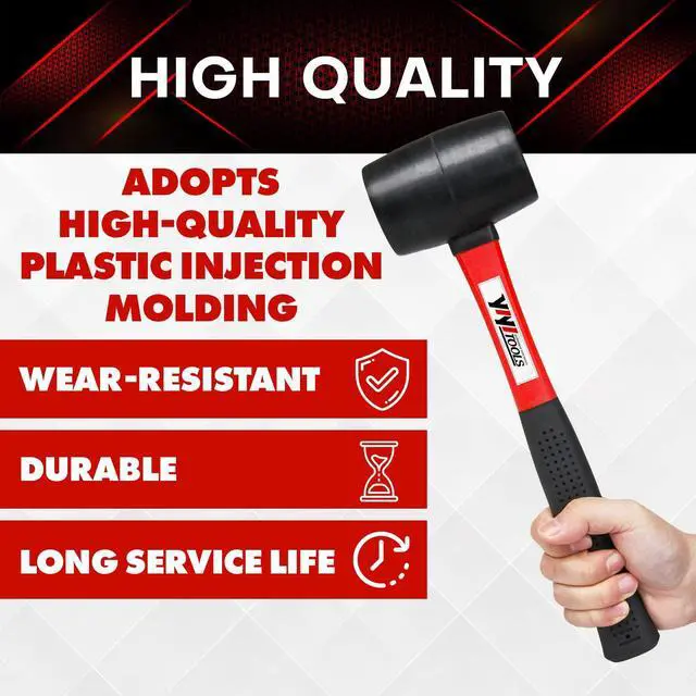 Alt view image 3 of 7 - YY-2-005 Rubber Mallet Hammer With fiberglass Handle16-oz, black