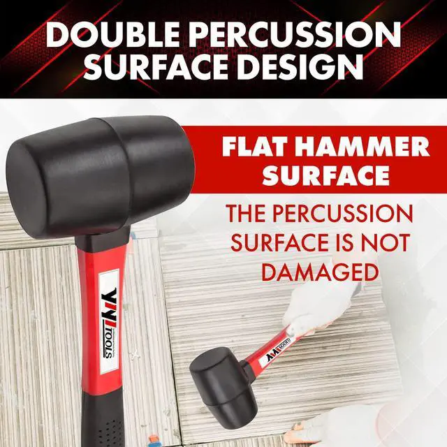 Alt view image 4 of 7 - YY-2-005 Rubber Mallet Hammer With fiberglass Handle16-oz, black