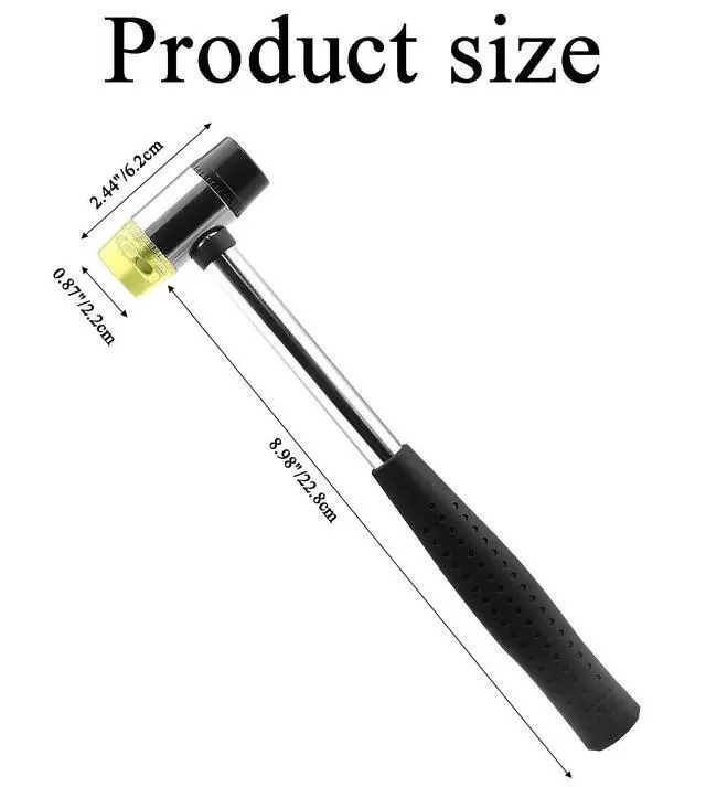 Alt view image 2 of 7 - 25mm Dual Head Rubber Mallet Hammer