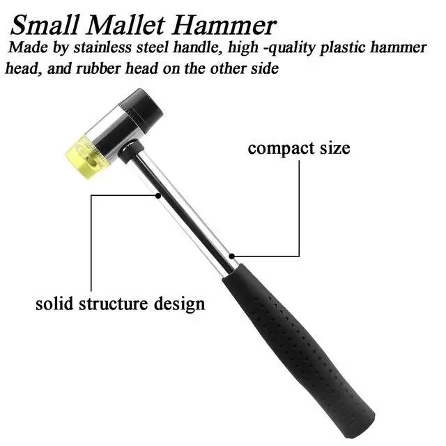 Alt view image 4 of 7 - 25mm Dual Head Rubber Mallet Hammer