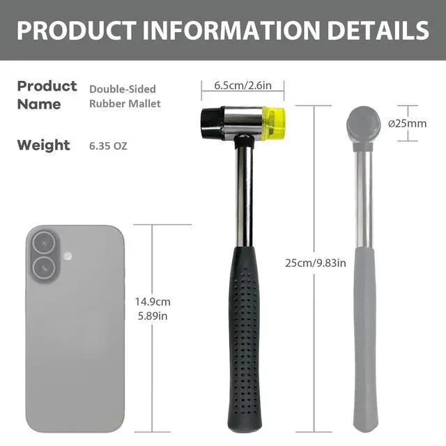 Alt view image 6 of 7 - Small Rubber Mallet Hammer for Crafts- Small Rubber Hammer, Mini Mallet for Jewelry, Leather, Crafts, Woodworking, DIY, Furniture Assembly, etc.