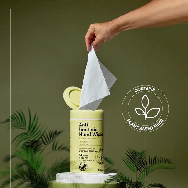 Alt view image 4 of 7 - Antibacterial Hand Wipes Honey Wildflower- Antibacterial Wipes with Aloe and Vitamin E Formula | 5"x7" Wet Wipes Canister | No Parabens, Sulfates or Phthalates, Kills 99% of Germs, 50 ct