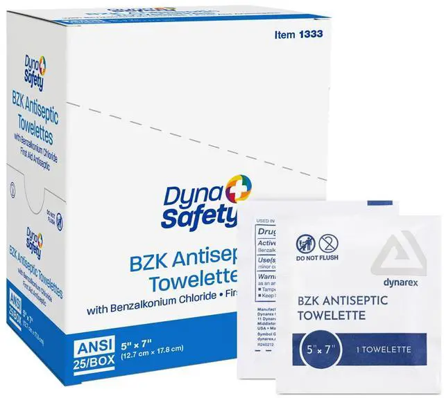 Main image of BZK Antiseptic Towelettes - Sterile, Alcohol and Fragrance Free, Gentle Cleansing, Safe on Minor Wounds - 5" x 7" - 25 per Box