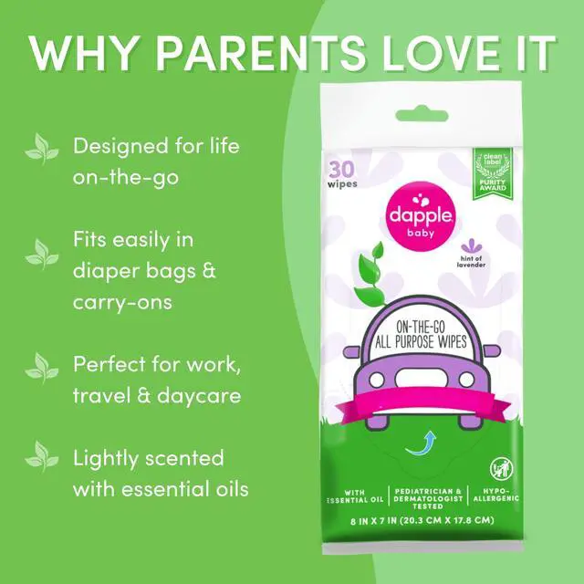 Alt view image 4 of 7 - baby All Purpose Wipes, Hypoallergenic & Powered by Plants Cleaning Wipes, Hint of Lavender, 30 Count (Pack of 1)