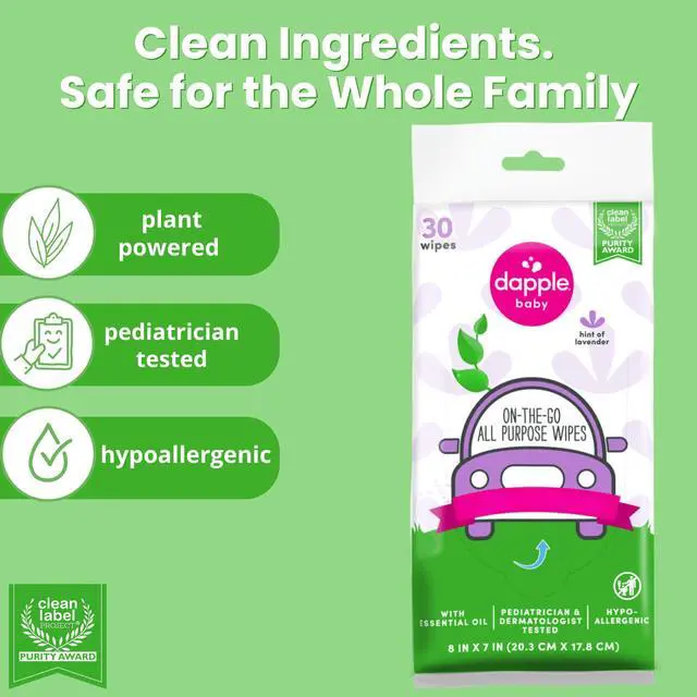 Alt view image 6 of 7 - baby All Purpose Wipes, Hypoallergenic & Powered by Plants Cleaning Wipes, Hint of Lavender, 30 Count (Pack of 1)