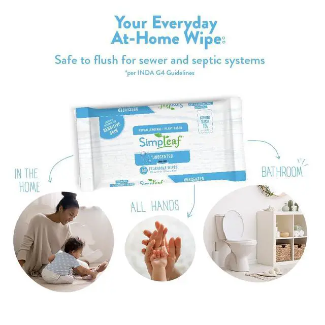 Alt view image 3 of 6 - Flushable Wet Wipes | Eco- Friendly, Paraben & Alcohol Free | Hypoallergenic & Safe for Sensitive Skin | Unscented Soothing Aloe Vera Formula (50 Count) 1 pack