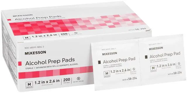 Main image of Alcohol Prep Pads, Sterile, Medium Size, 2-Ply, First Aid, 200 ct | Individually Wrapped Wipes, 70% Isopropyl Alcohol, Medical Grade, Individual Packet