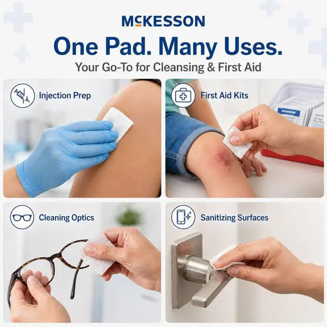 Alt view image 4 of 7 - Alcohol Prep Pads, Sterile, Medium Size, 2-Ply, First Aid, 200 ct | Individually Wrapped Wipes, 70% Isopropyl Alcohol, Medical Grade, Individual Packet