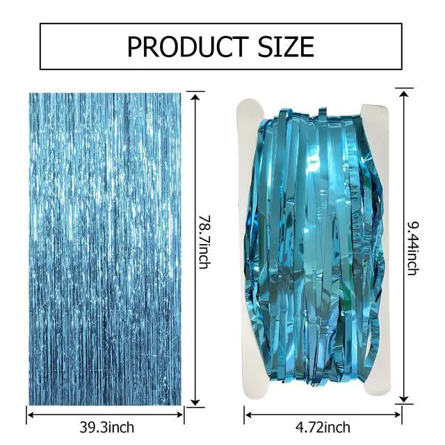 Alt view image 7 of 7 - 2 Pack Blue Backdrop Curtain Tinsel Streamers Ocean Themed Decor Birthday Party Decorations Foil Fringe Backdrop Graduation Baby Shower Bachelorette Winter Party Decorations Supplies