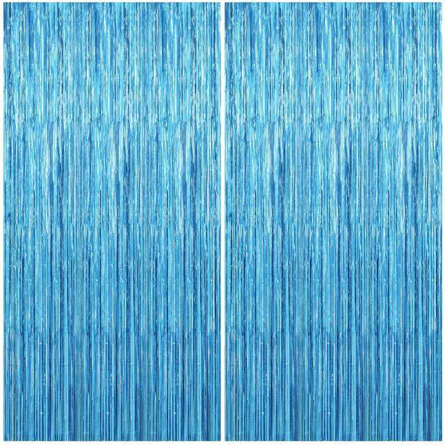 Main image of 2 Pack Party Decorations Blue Streamers Fringe Backdrop Ocean Themed Decorations Foil Curtain Backdrop Blue Birthday Baby Shower Bachelorette Christmas Party Decor Supplies