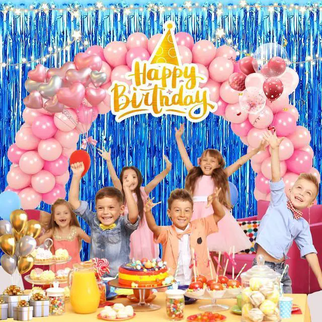 Alt view image 3 of 7 - 2 Pack 3.28 ft x 6.56 ft Blue Tinsel Curtain Party Backdrop Decorations, Metallic Foil Fringe Backdrop Door for Halloween, Christmas, Birthday Graduatio
