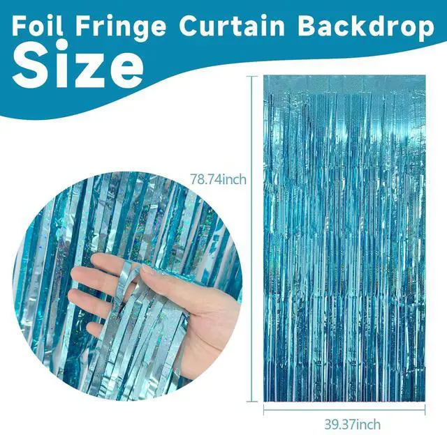 Alt view image 2 of 7 - 2 Pack Blue Streamers Blue Party Decorations Backdrop Birthday Decorations