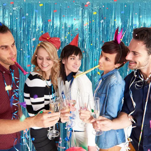 Alt view image 4 of 7 - 2 Pack Blue Streamers Blue Party Decorations Backdrop Birthday Decorations