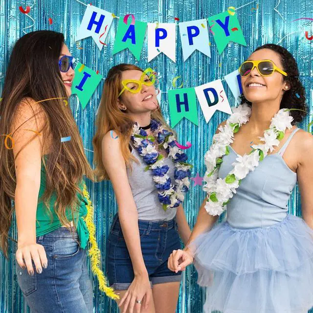 Alt view image 6 of 7 - 2 Pack Blue Streamers Blue Party Decorations Backdrop Birthday Decorations