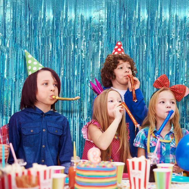 Alt view image 3 of 7 - 2 Pack Blue Streamers Blue Party Decorations Backdrop Birthday Decorations