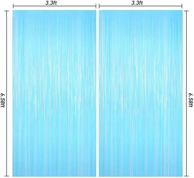 Alt view image 2 of 7 - 2Pack Macaron Blue Foil Fringe Curtain, Tinsel Streamers Party Decorations