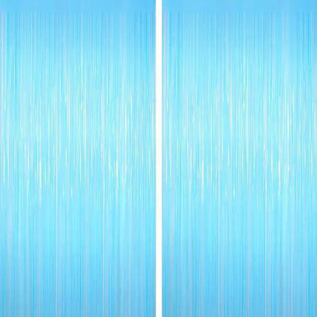Main image of 2Pack Macaron Blue Foil Fringe Curtain, Tinsel Streamers Party Decorations