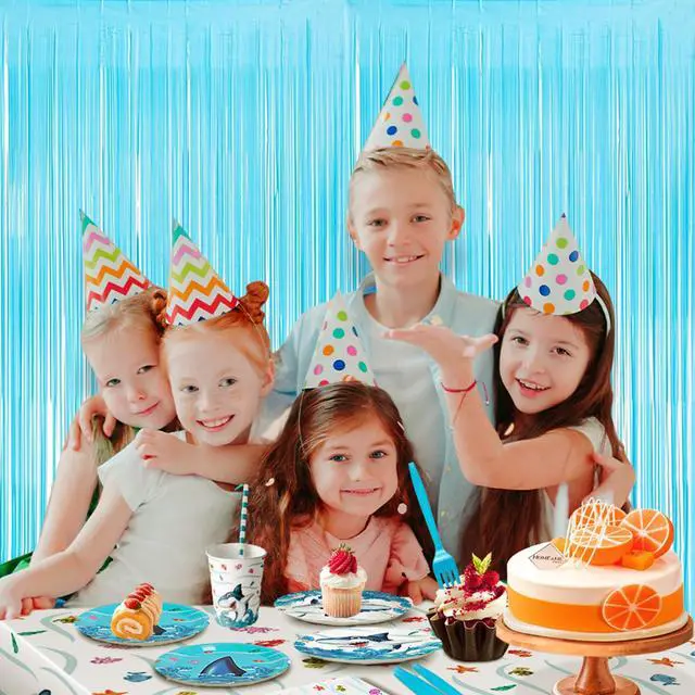 Alt view image 2 of 7 - Pastel Blue Tinsel Foil Fringe Curtains Backdrop, Metallic Streamers Curtains Background for Photo Backdrop Baby Showers Birthday Party Decorations - 2 Pack (3.3 ft x 6.6 ft)