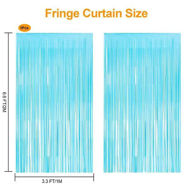 Alt view image 3 of 7 - Pastel Blue Tinsel Foil Fringe Curtains Backdrop, Metallic Streamers Curtains Background for Photo Backdrop Baby Showers Birthday Party Decorations - 2 Pack (3.3 ft x 6.6 ft)