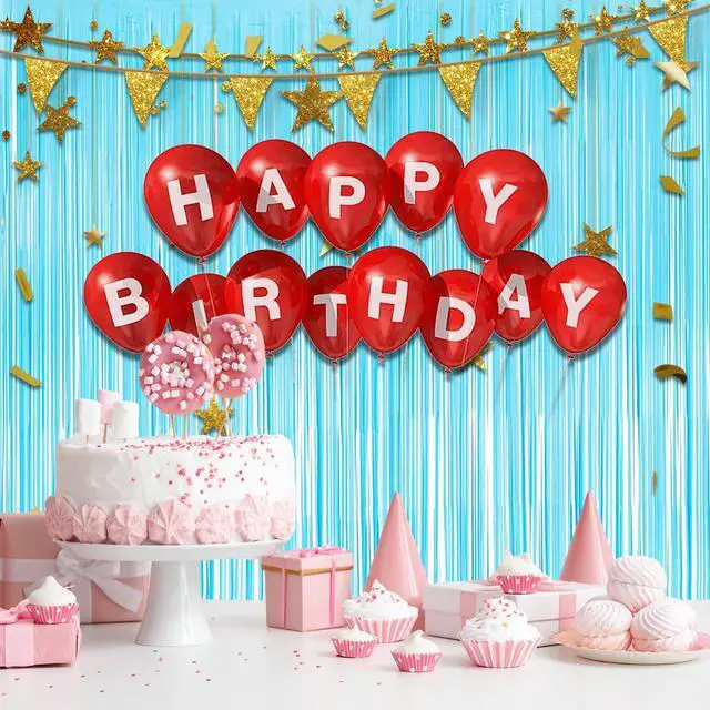 Alt view image 7 of 7 - Pastel Blue Tinsel Foil Fringe Curtains Backdrop, Metallic Streamers Curtains Background for Photo Backdrop Baby Showers Birthday Party Decorations - 2 Pack (3.3 ft x 6.6 ft)