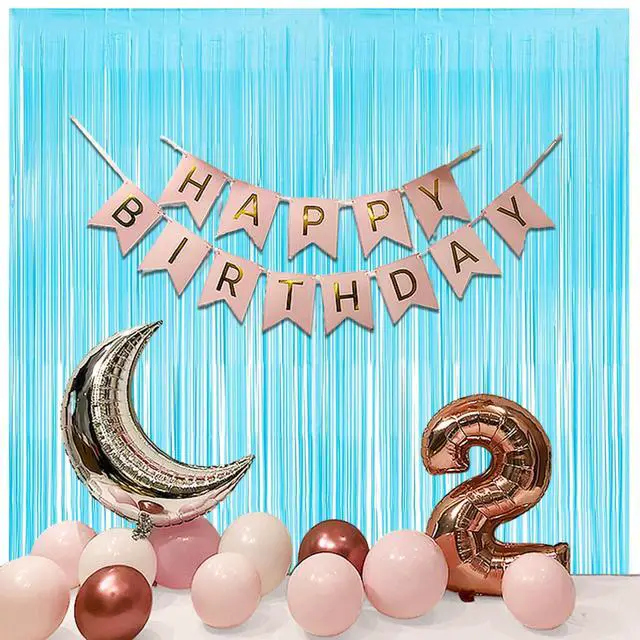 Alt view image 6 of 7 - Pastel Blue Tinsel Foil Fringe Curtains Backdrop, Metallic Streamers Curtains Background for Photo Backdrop Baby Showers Birthday Party Decorations - 2 Pack (3.3 ft x 6.6 ft)