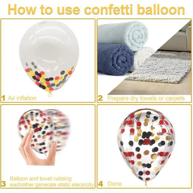 Alt view image 3 of 7 - Red Black and Gold Confetti Balloons Set 60pcs 12 inch
