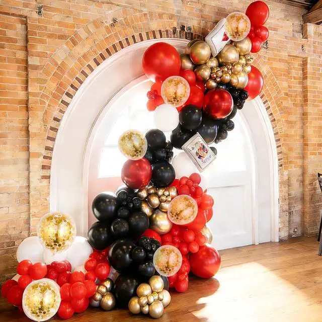 Alt view image 3 of 6 - Red Black Gold Balloons,60pcs 12inch Red Black Gold Metallic Chrome Confetti Balloons for Casino Theme Birthday Party,Graduation New Year Party Decorations Supplies