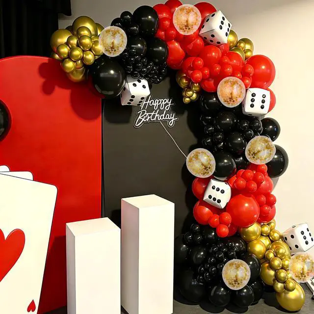 Alt view image 4 of 6 - Red Black Gold Balloons,60pcs 12inch Red Black Gold Metallic Chrome Confetti Balloons for Casino Theme Birthday Party,Graduation New Year Party Decorations Supplies
