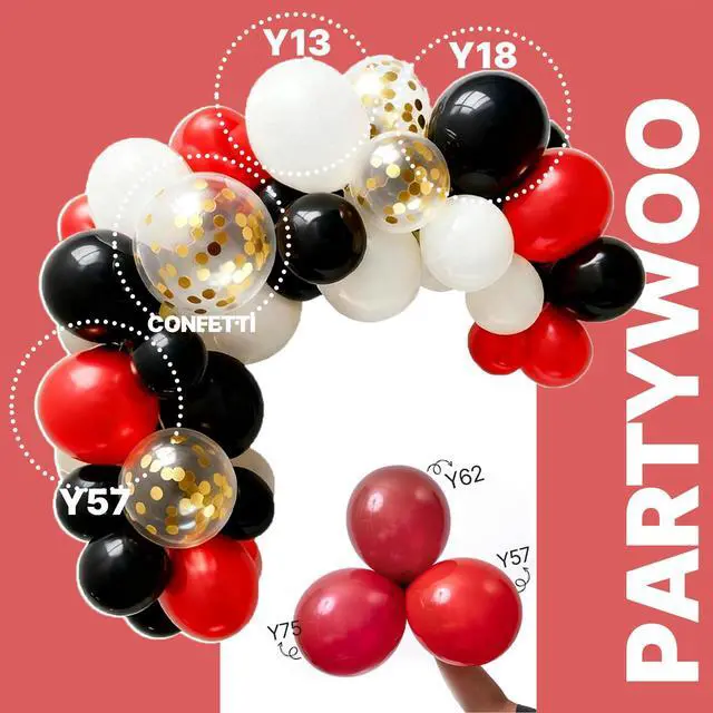 Alt view image 3 of 7 - Red and Black Balloons 65pcs Matte Black Red Balloons