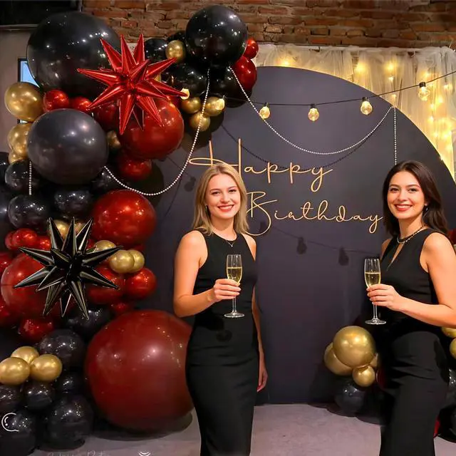 Alt view image 7 of 7 - Balloon Arch Kit, 134pcs Red Black Gold Balloons, Star Foil Balloons, Birthday, Graduation, Casino, New Year and Retirement Decorations