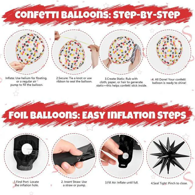 Alt view image 3 of 7 - Red Black and Gold Balloons for Casino Birthday Decorations