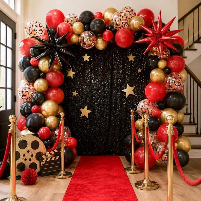 Alt view image 5 of 7 - Red Black and Gold Balloons for Casino Birthday Decorations