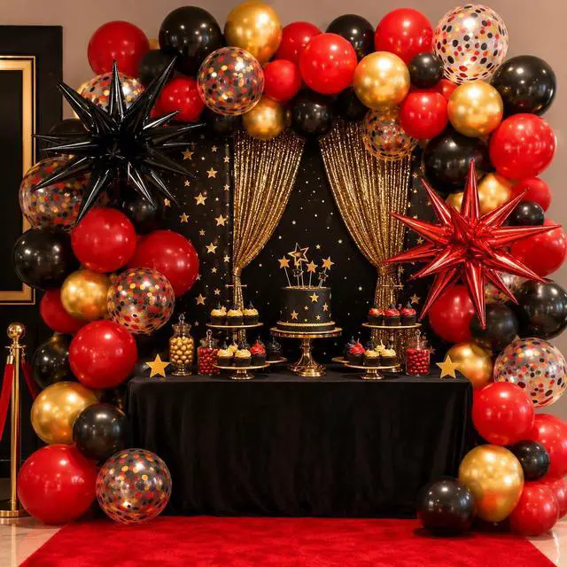 Alt view image 4 of 7 - Red Black and Gold Balloons for Casino Birthday Decorations