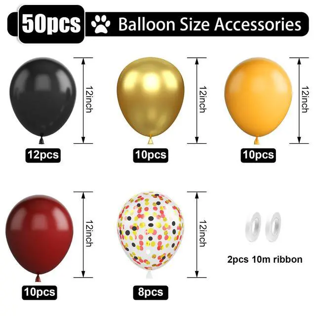 Alt view image 2 of 6 - Black Burgundy Gold Balloon, 12 Inches 50 Pcs Burgundy and Gold Balloons Set with Metallic Gold Black Lemon Yellow Balloons for Kids Party Birthday Baby Shower Party Decorations