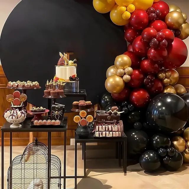 Alt view image 5 of 6 - Black Burgundy Gold Balloon, 12 Inches 50 Pcs Burgundy and Gold Balloons Set with Metallic Gold Black Lemon Yellow Balloons for Kids Party Birthday Baby Shower Party Decorations