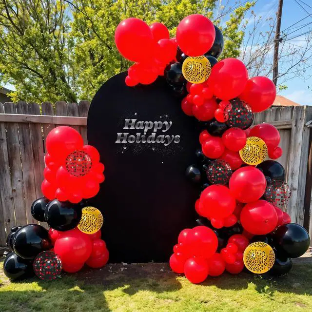 Alt view image 4 of 7 - Red Black Cheetah Balloons, 60Pcs 12Inch Black Red Metallic Gold and Leopard Print Balloons with Confetti Latex Balloon for Wild Animal Jungle Safari Zoo Theme Birthday Bachelorette Party Decoration