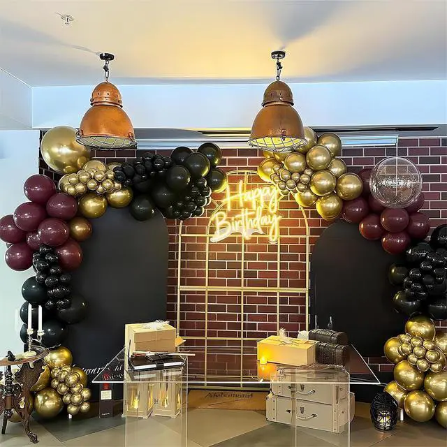 Alt view image 4 of 7 - Black Burgundy Gold Balloons 12 Inch for Kids Halloween Birthday