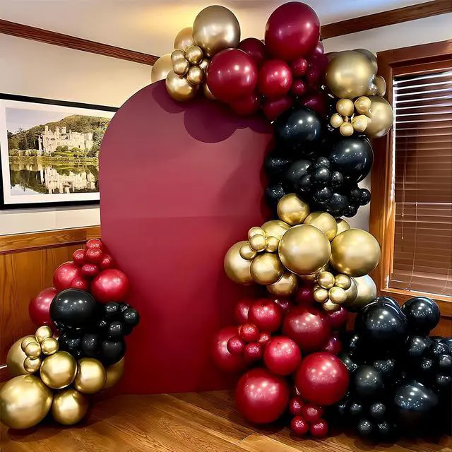 Alt view image 3 of 7 - Black Burgundy Gold Balloons 12 Inch for Kids Halloween Birthday